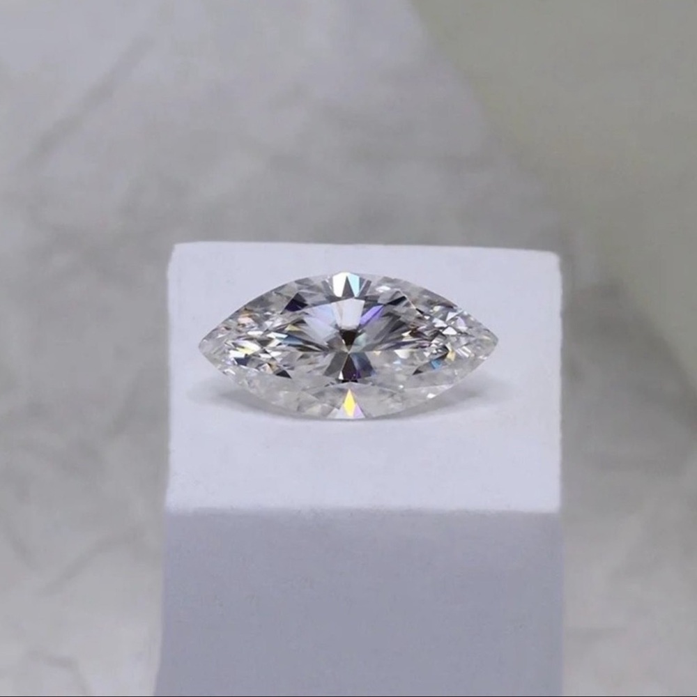 🔥4CT Marquise Cut Certified Lab Grown Moissanite Loose Stone VVS1 D